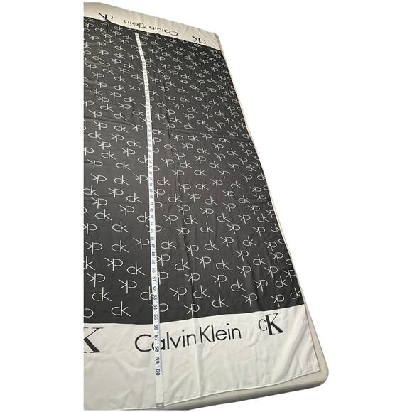 Calvin Klein Oversized Sheer Logo Scarf Gray White CK Print Wrap Oversized Lux - Picture 6 of 7